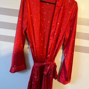 Red Heart Patterned Women's Robe
